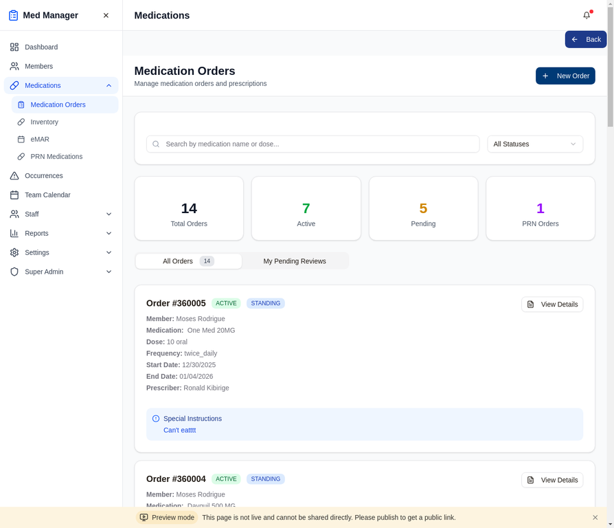 Med Manager - Medication Management Platform